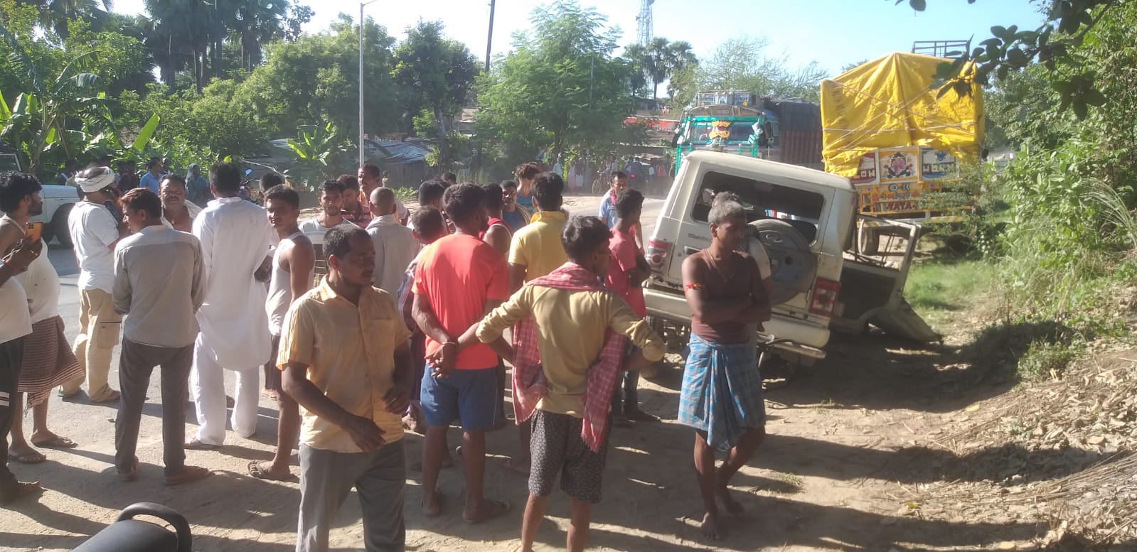 तेज रफ्तार से ट्रक से टकराई बोलेरो, चालक की मौत, छह बाराती घायल