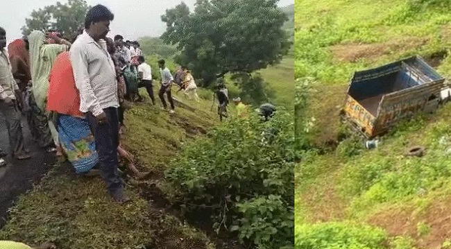 मजदूरों से भरा पिकअप वाहन घाट चढ़ते समय 60 फीट गहरी खाई में पलटा, तीन की मौत, 20 घायल