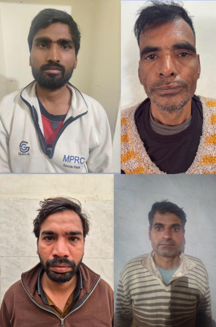 फरीदाबाद : अवैध हथियार सहित चार युवक गिरफ्तार, चार देसी कट्टे बरामद